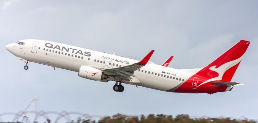 Qantas plane taking off from Brisbane airport. | Newsreel