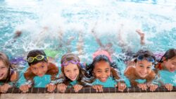 Children at a swimming lesson. | Newsreel