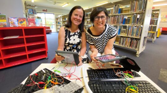 Teacher librarians Nena Morgante, right, and Lisa Irwin.