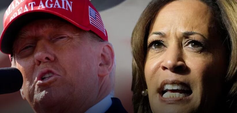 Donald Trump and Kamala Harris graphic. | Newsreel