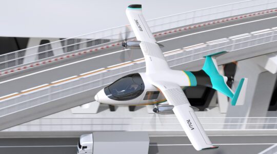 Rendered image of future electric plane.