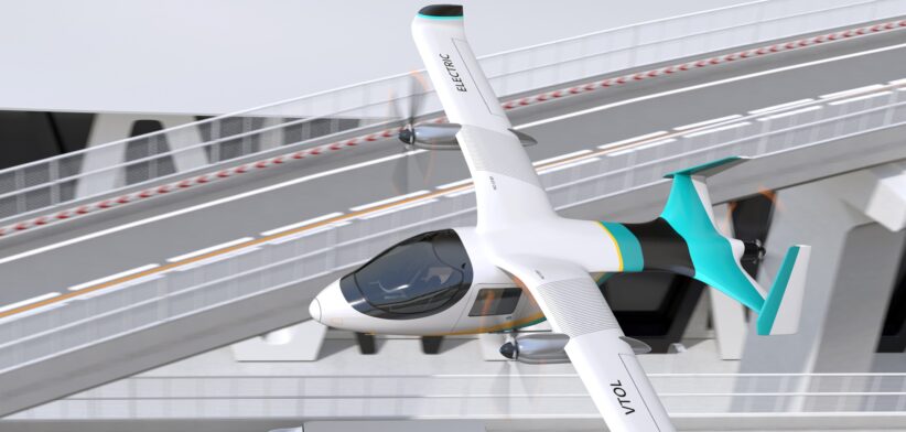 Rendered image of future electric plane.