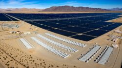 Large scale battery storage at solar farm.