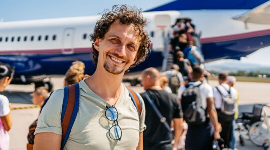 Man about to board a plane