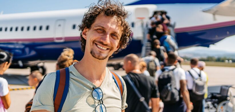 Man about to board a plane