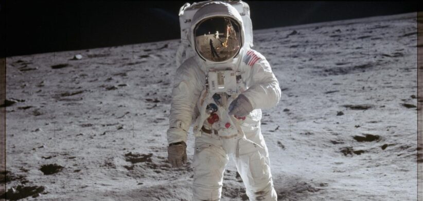 Buzz Aldrin walking on the moon as part of the Apollo 11 mission in 1969 - Newsreel