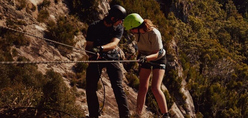 People preparing to abseil. | Newsreel