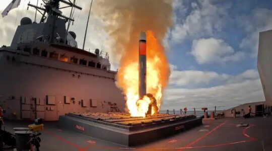 Tomahawk Missile being fired off ship. | Newsreel