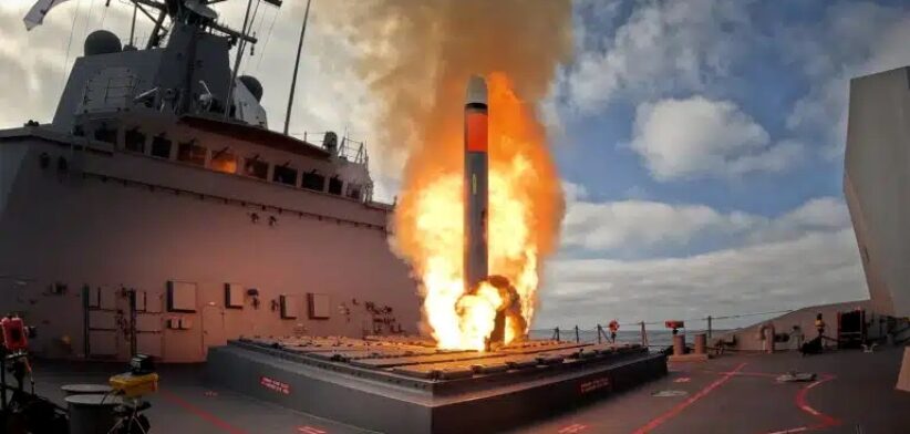 Tomahawk Missile being fired off ship. | Newsreel