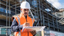 Worker on construction site. | Newsreel