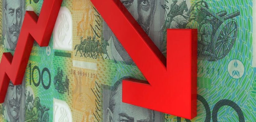 Falling Australian dollar graphic. | Newsreel