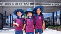 Notre Dame College Prep students and triplets Benji, Chloe and Lilly. | Newsreel