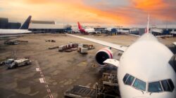 Airport scene at sunset. | Newsreel