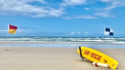 Flag on surf beach