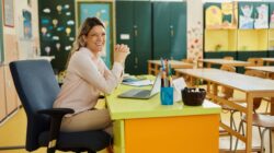 Teacher in classroom. | Newsreel