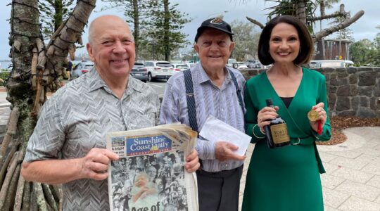 Developer Graeme Juniper, former Maroochy Shire Mayor Don Culley with Sunshine Coast Mayor Rosanna Natoli . | Newsreel