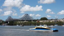 Brisbane ferry and Story Bridge, Queensland, Australia. | Newsreel