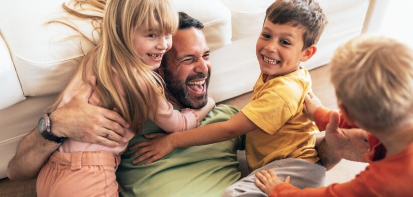 Father with children. | Newsreel