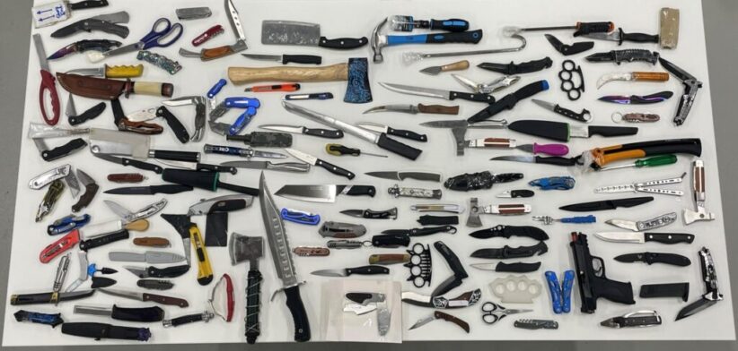 Knives confiscated by the Queensland Police Force. | Newsreel