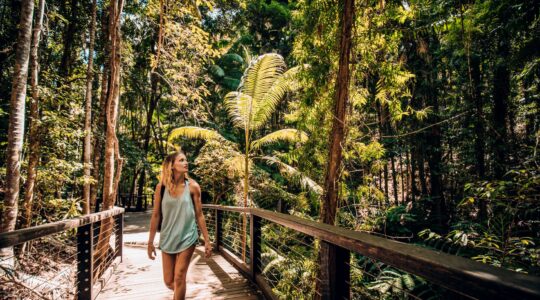 Woman walking in Queensland rainforest, Australia. | Newsreel