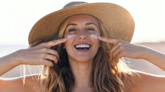 Woman applying sunscreen. | Newsreel