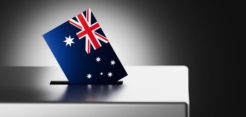 Ballot box and Australian flag