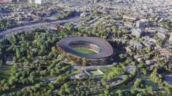 An artist's impression of the planned new stadium in Victoria Park - Newsreel