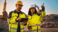 Man and woman on mining site. | Newsreel