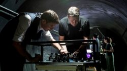 Defence Science and Technology Group scientist Dr Ben Sparkes (left), working with Australian- built quantum clocks at the University of Adelaide. | Newsreel