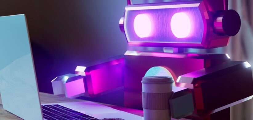 Robot watching computer. | Newsreel