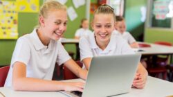 Students on a computer. | Newsreel