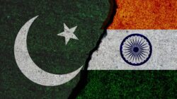 Pakistan and India flags. \ Newsreel