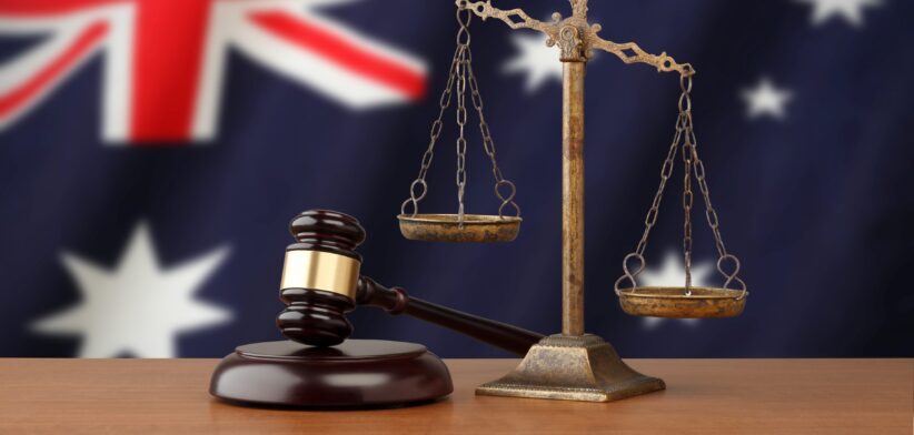 Legal symbols and Australian flag. | Newsreel