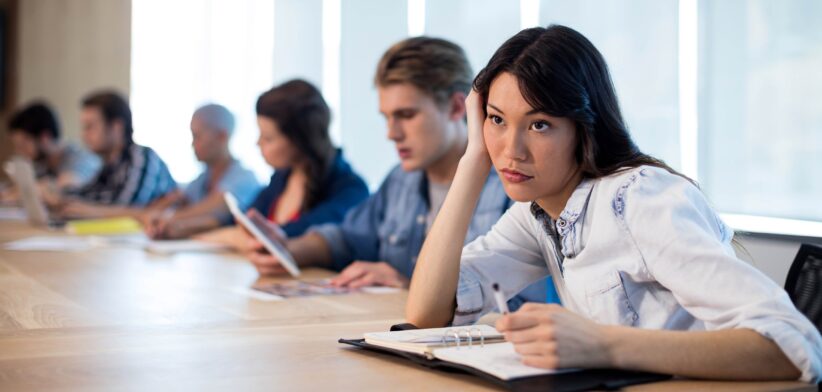 Woman bored at meeting. | Newsreel