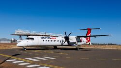 Qantas link plane in Longreach, Queensland, Australia.