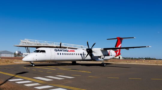Qantas link plane in Longreach, Queensland, Australia.