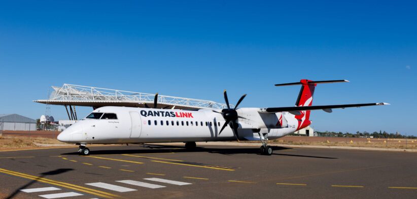Qantas link plane in Longreach, Queensland, Australia.