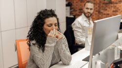 Worker sick in office. | Newsreel