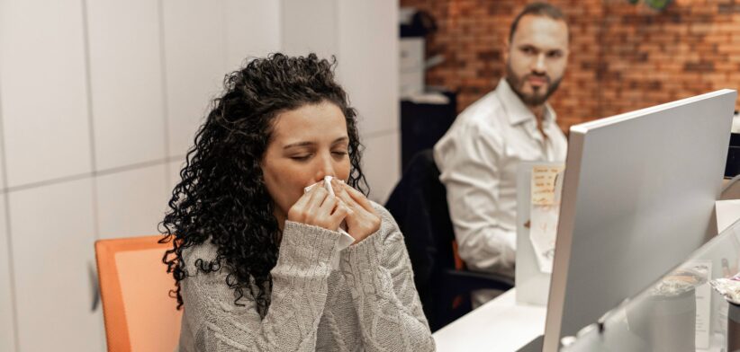 Worker sick in office. | Newsreel