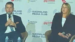 Deputy Premier Jarrod Bleijie and Federal Infrastructure Minister Catherne King,.