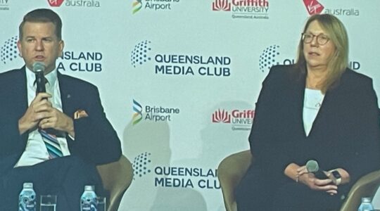 Deputy Premier Jarrod Bleijie and Federal Infrastructure Minister Catherne King,.