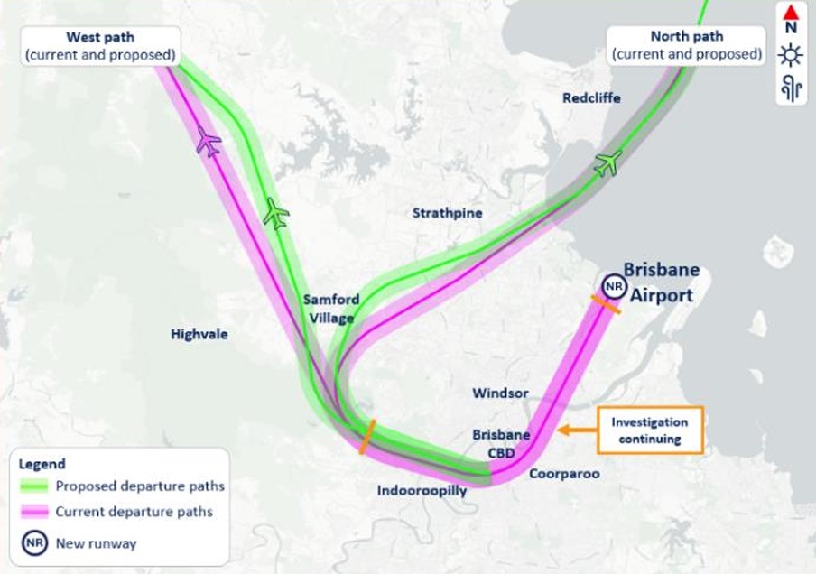 FP Departures pver land to the north and west from new runway