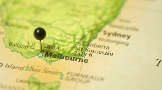 Melbourne pinned on a map. | Newsreel