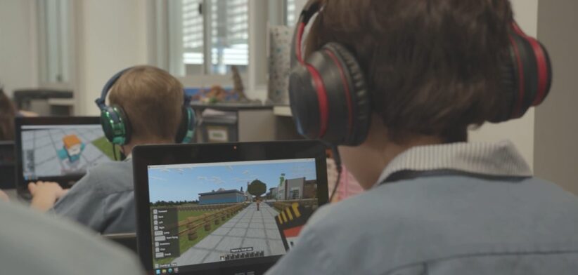 Students playing Minecraft. | Newsreel