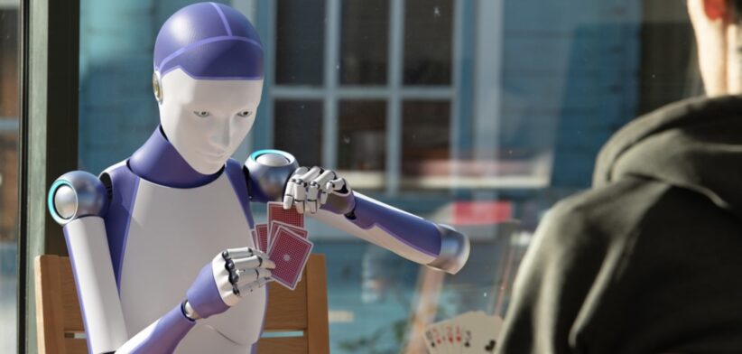 Robot card player. | Newsreel