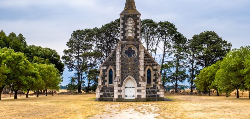 Church on large block of land. | Newsreel