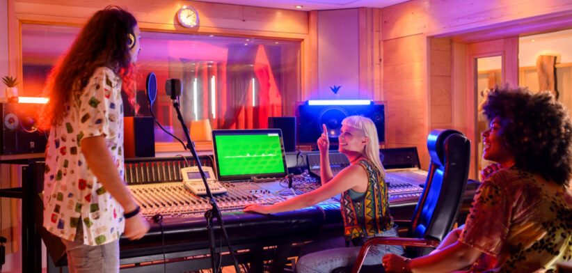 Music recording studio. | Newsreel