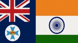 Queensland and India flags.