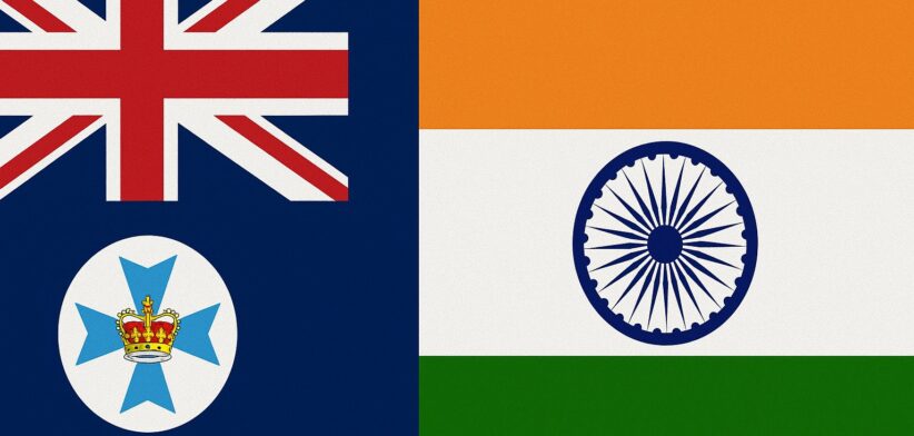 Queensland and India flags.