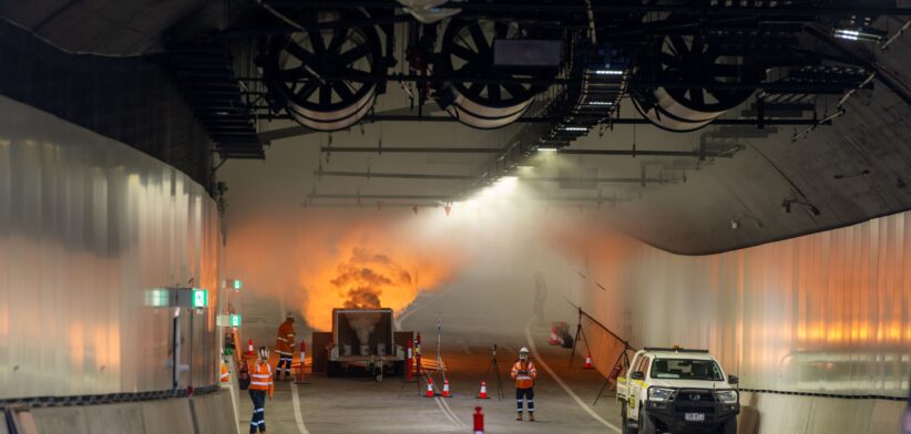 Adelaide Street tunnel smoke testing.